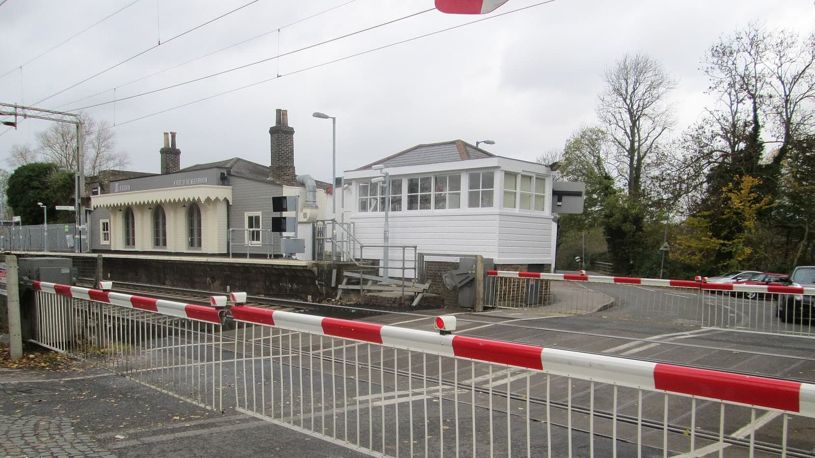 Wiki File:Level crossing at Roydon railway station at Peter S Wikimedia Commons at at S at at S at at S at at S at at S at at S at at S at… — illustrative photograph